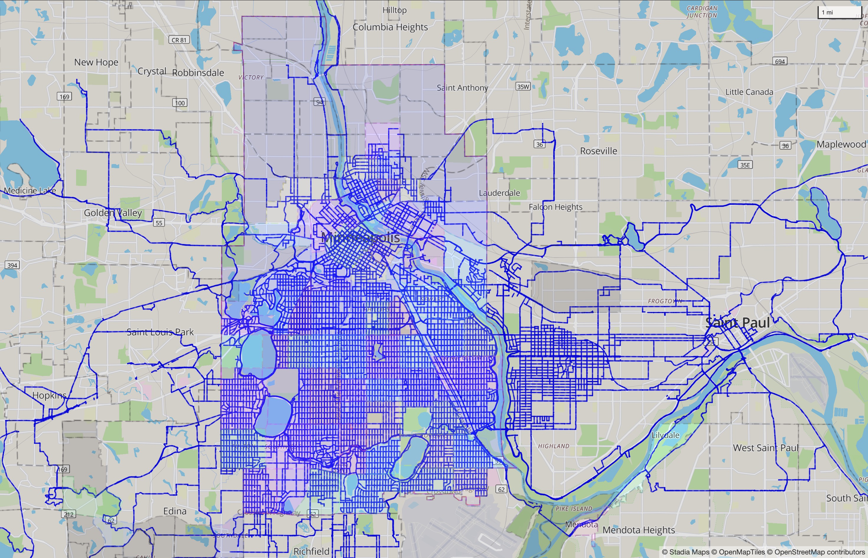 Exploration of Minneapolis and Saint Paul in Wandrer